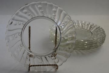 catalog photo of vintage Anchor Hocking burple bubble spiral band pressed glass salad plates set