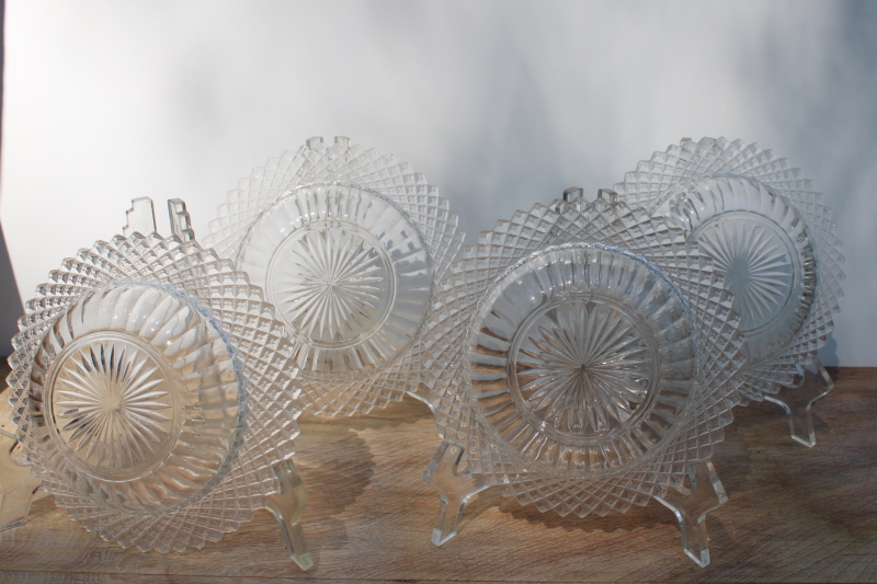 photo of vintage Anchor Hocking clear depression glass bowls set of 4, Miss America pattern #5