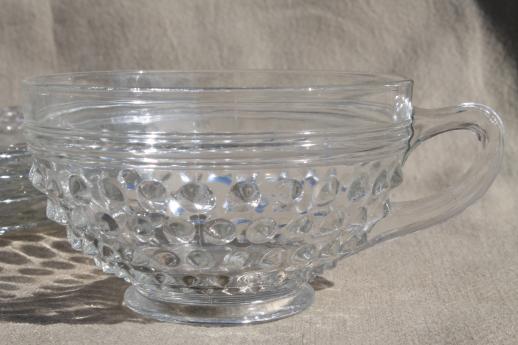 photo of vintage Anchor Hocking clear depression glass hobnail pattern cups & saucer plates #3