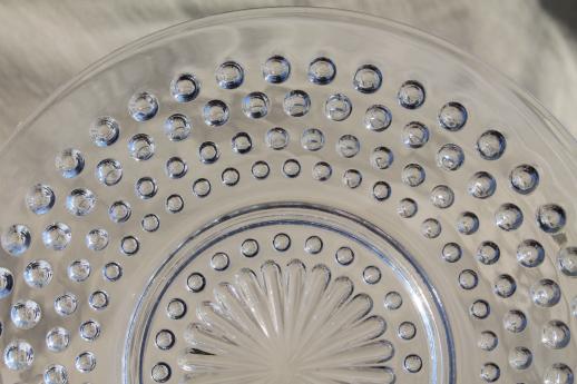 photo of vintage Anchor Hocking clear depression glass hobnail pattern cups & saucer plates #7