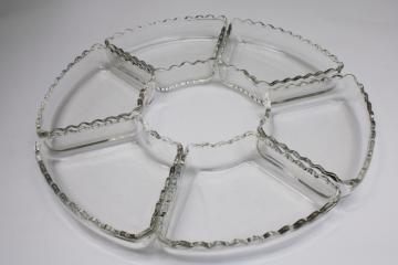 catalog photo of vintage Anchor Hocking clear glass relish tray insert dishes, 6 part set for server / tray