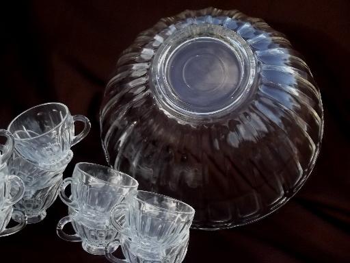 photo of vintage Anchor Hocking colonial panel paneled glass punch set, bowl & cups #5