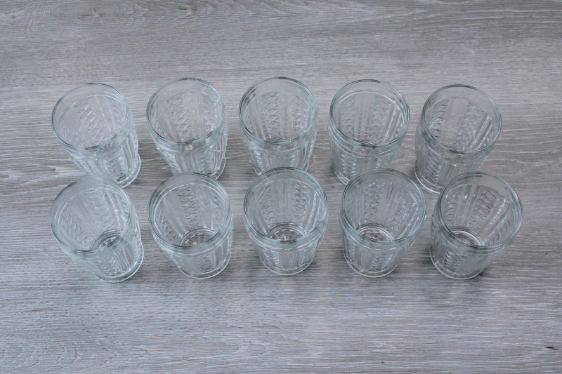 photo of vintage Anchor Hocking diamond clear pattern tumblers, jelly jar drinking glasses #3