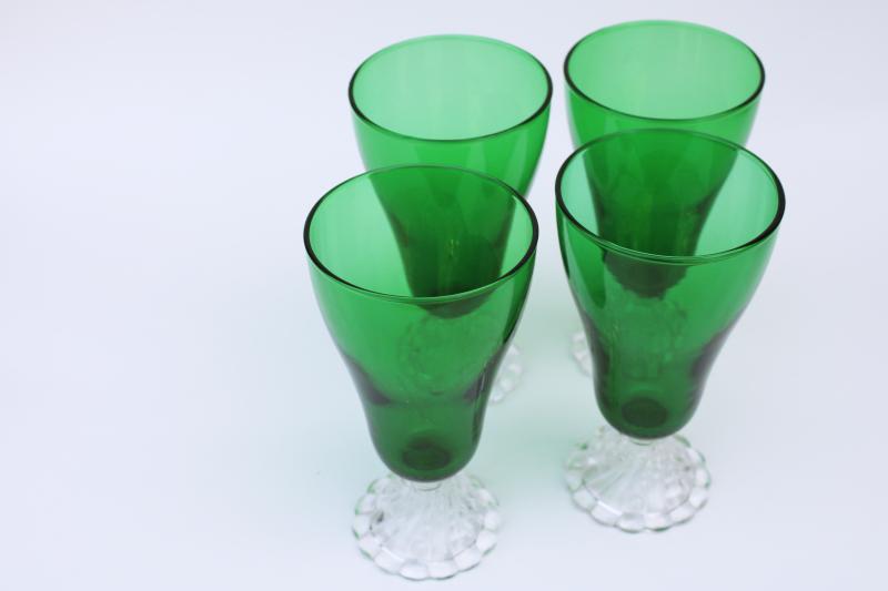 photo of vintage Anchor Hocking forest green / clear iced tea glasses Burple or Berwick #3