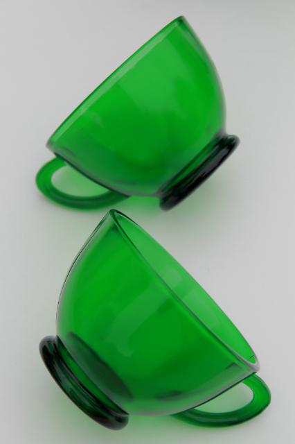 photo of vintage Anchor Hocking forest green glass snack set or punch cups set of 18 #3