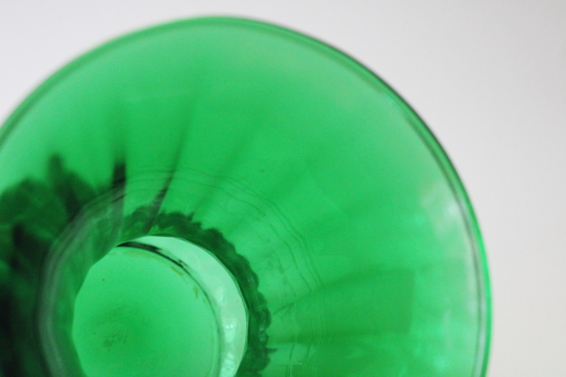 photo of vintage Anchor Hocking forest green glass vase, waffle pattern pressed glass #2