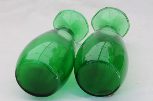 photo of vintage Anchor Hocking forest green glass vases, mid-century mod bud vase set #4