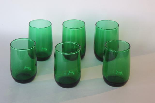 photo of vintage Anchor Hocking forest green roly poly tumblers, juice glasses set of 6 #4