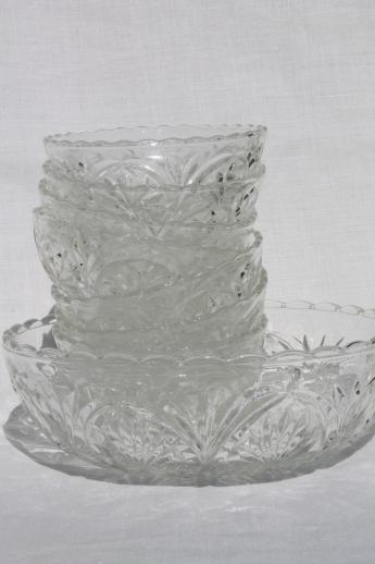 photo of vintage Anchor Hocking glass salad bowls set w/ large serving bowl #1