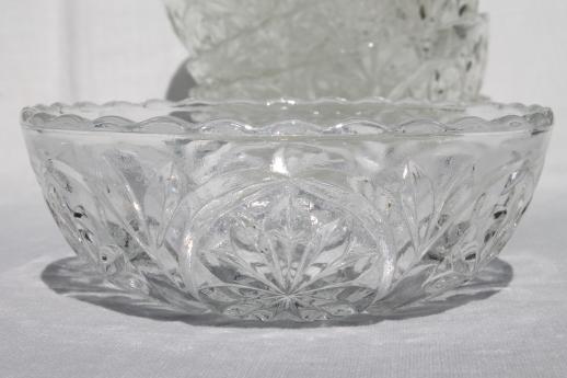 photo of vintage Anchor Hocking glass salad bowls set w/ large serving bowl #4