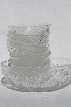 catalog photo of vintage Anchor Hocking glass salad bowls set w/ large serving bowl