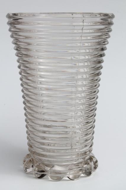 photo of vintage Anchor Hocking glass vase, Manhattan Park Avenue ring pattern stacked rings #2
