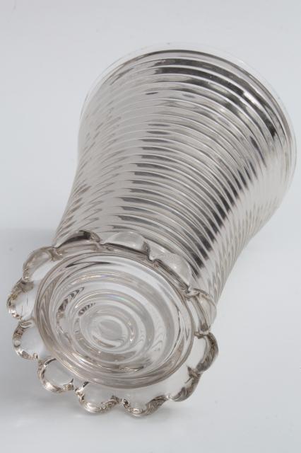 photo of vintage Anchor Hocking glass vase, Manhattan Park Avenue ring pattern stacked rings #4