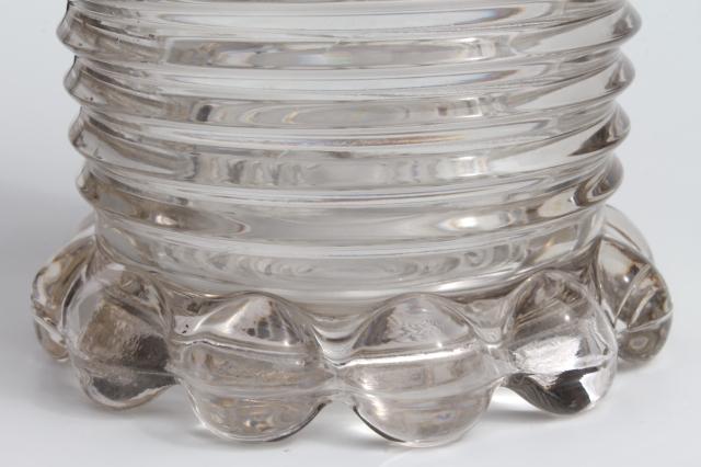 photo of vintage Anchor Hocking glass vase, Manhattan Park Avenue ring pattern stacked rings #5