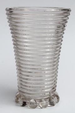 catalog photo of vintage Anchor Hocking glass vase, Manhattan Park Avenue ring pattern stacked rings