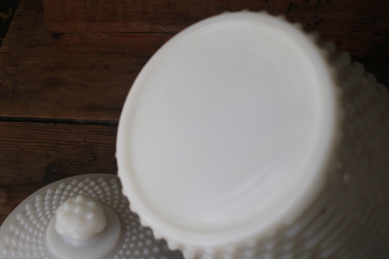 photo of vintage Anchor Hocking hobnail milk glass cookie jar w/ lid, large canister jar  #4