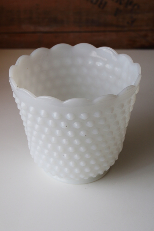 photo of vintage Anchor Hocking hobnail milk glass planter pot, vase or jardiniere #5