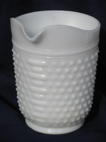 photo of vintage Anchor Hocking hobnail milk white glass lemonade pitcher #2