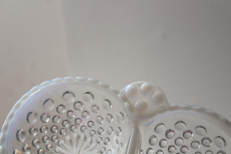 photo of vintage Anchor Hocking hobnail moonstone milk white opalescent glass bonbon dishes #6