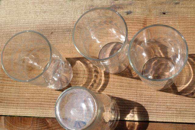 photo of vintage Anchor Hocking laurel band etched crystal clear glass tumblers #3