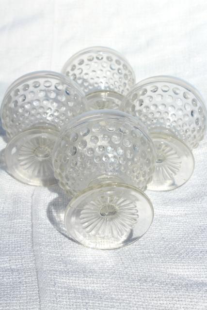 photo of vintage Anchor Hocking moonstone opalescent hobnail glass sherbets or dessert dishes #4