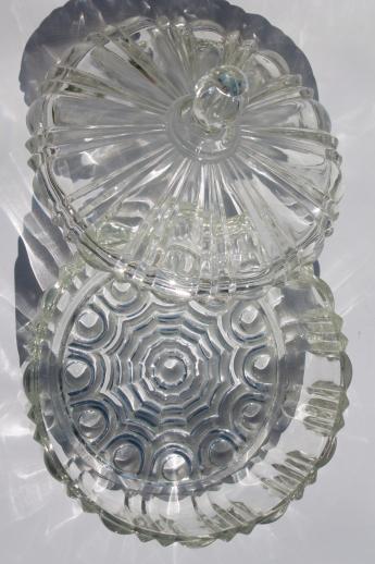 photo of vintage Anchor Hocking old cafe pattern glass candy dishes or round glass boxes #4