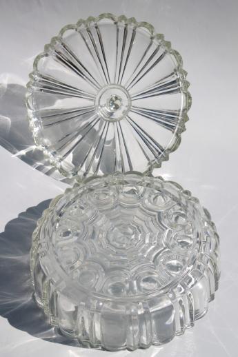 photo of vintage Anchor Hocking old cafe pattern glass candy dishes or round glass boxes #5