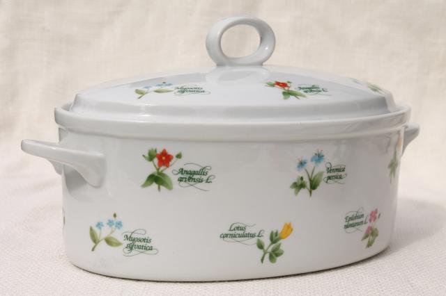 photo of vintage Anchor Hocking ovenware Floret botanical pattern oval casserole dish #2