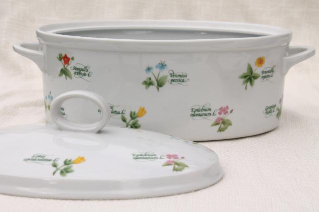 photo of vintage Anchor Hocking ovenware Floret botanical pattern oval casserole dish #4