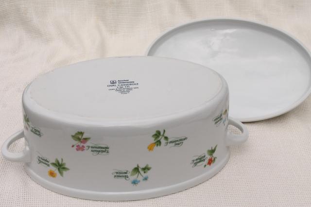 photo of vintage Anchor Hocking ovenware Floret botanical pattern oval casserole dish #6