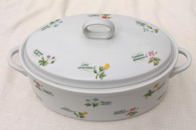 photo of vintage Anchor Hocking ovenware Floret botanical pattern oval casserole dish #7