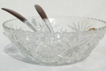 catalog photo of vintage Anchor Hocking prescut pressed pattern glass salad bowl, mint w/ label