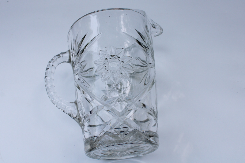 photo of vintage Anchor Hocking prescut star pattern glass pitcher, EAPC Pres-Cut #4