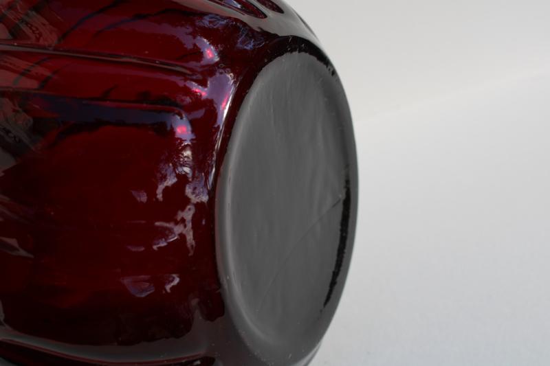 photo of vintage Anchor Hocking royal ruby red depression glass swirl pattern ball tilt pitcher #4