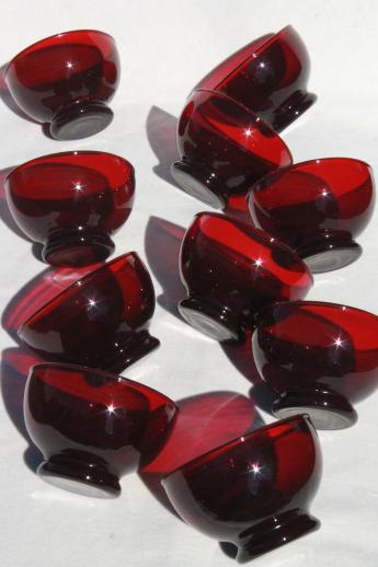 photo of vintage Anchor Hocking royal ruby red glass fruit / sauce bowls, set of 10 #5