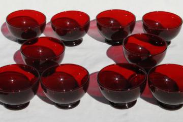 catalog photo of vintage Anchor Hocking royal ruby red glass fruit / sauce bowls, set of 10