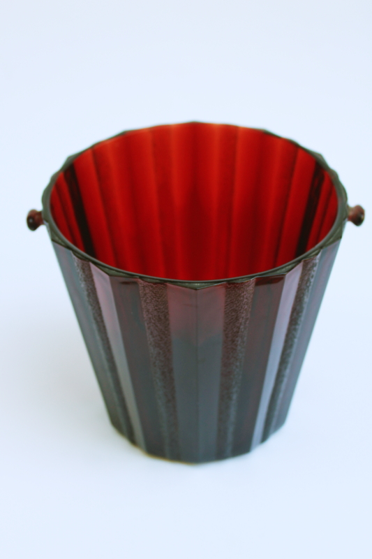 photo of vintage Anchor Hocking royal ruby red glass glass ice bucket  #1