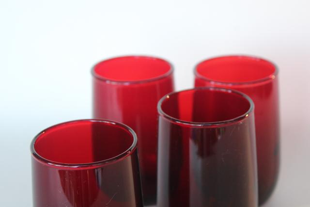 photo of vintage Anchor Hocking royal ruby red roly poly tumblers, juice glasses set of 4 #3