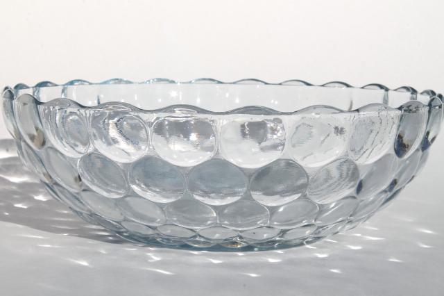 photo of vintage Anchor Hocking sapphire blue bubble depression glass berry fruit salad bowls set #3