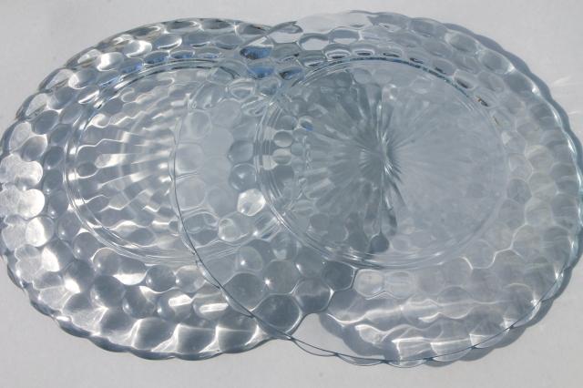 photo of vintage Anchor Hocking sapphire blue bubble pattern depression glass plates #5