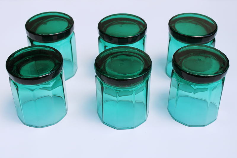 photo of vintage Anchor Hocking teal green glass Essex double old fashioned glasses set of 6 #3
