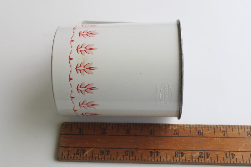 photo of vintage Androck flour sifter, white w/ red wheat print pint sized small sifter  #6