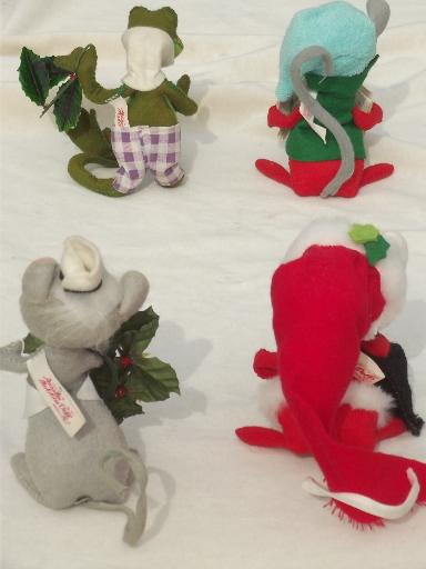 photo of vintage Annalee felt dolls, Santa mouse, Christmas mice & frog ornaments #2