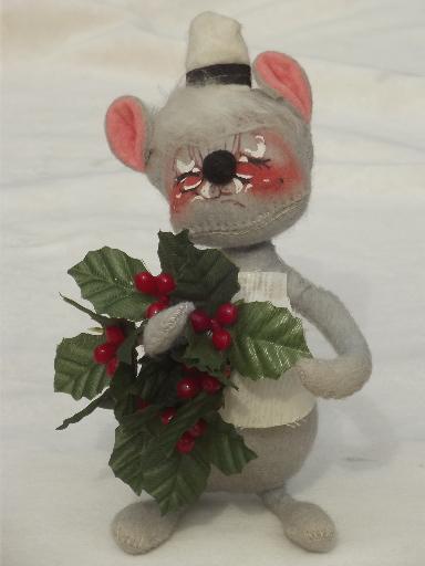 photo of vintage Annalee felt dolls, Santa mouse, Christmas mice & frog ornaments #5