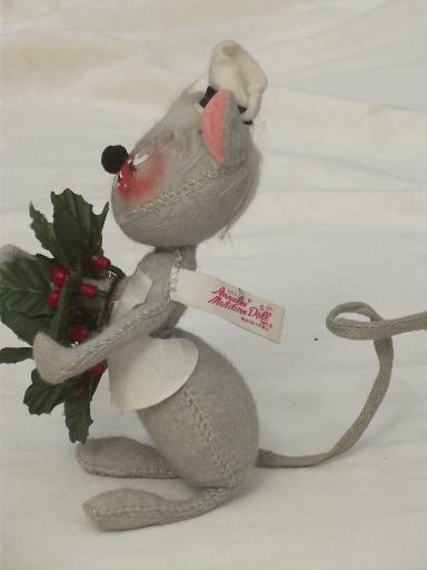 photo of vintage Annalee felt dolls, Santa mouse, Christmas mice & frog ornaments #6