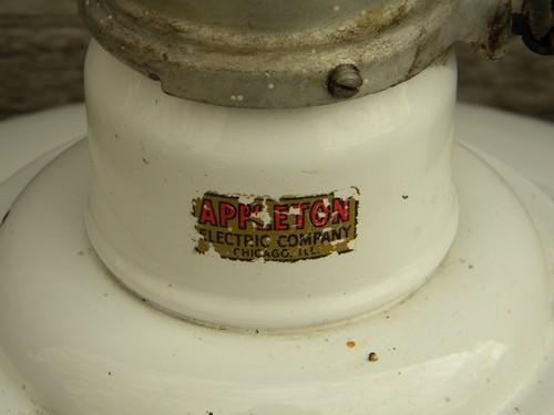 photo of vintage Appleton industrial gas station or barn light w/glass globe #5