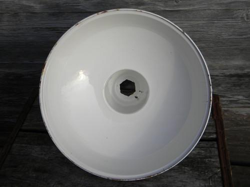 photo of vintage Appleton white enamel pendant shade, work shop or barn lighting #3