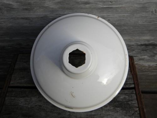 photo of vintage Appleton white enamel pendant shade, work shop or barn lighting #4