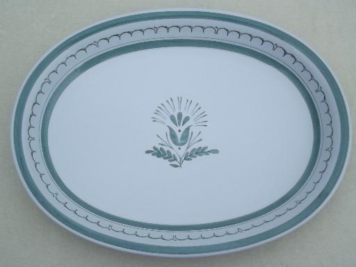 photo of vintage Arabia of Finland platter & serving bowl Green Thistle pattern #2