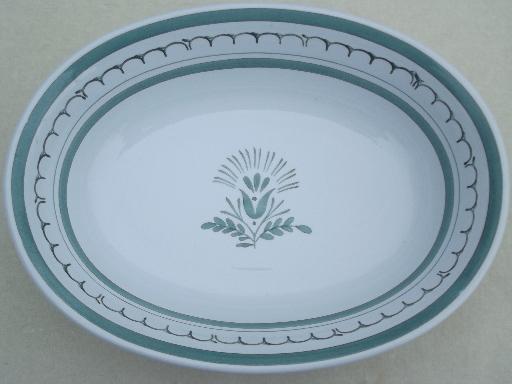 photo of vintage Arabia of Finland platter & serving bowl Green Thistle pattern #4